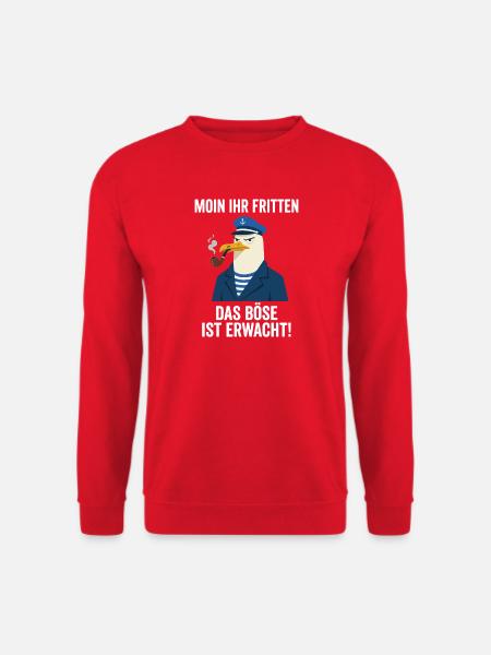 Moin Ihr Fritten Das Boese Ist Erwacht Moewe - Unisex Pullover - Rot