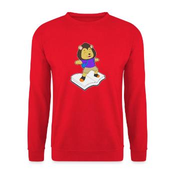 Lion Book - Unisex Sweatshirt - red - Front - Alina (178cm) & Michal (187cm)