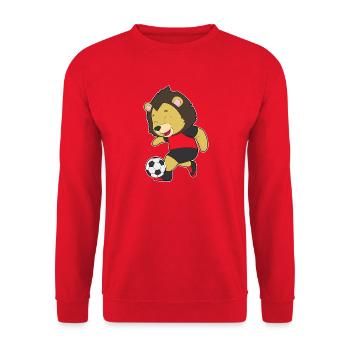 Löwe Fußballspieler Fußball - Unisex Pullover - Rot - Vorne - Alina (178cm) & Michal (187cm)