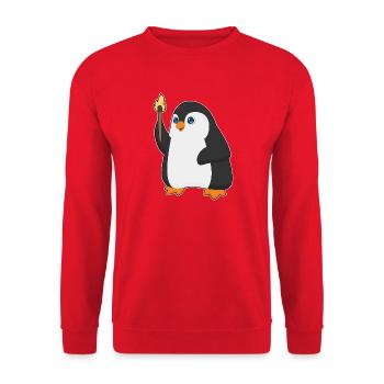 Penguin Torch - Unisex Sweatshirt - red - Front - Alina (178cm) & Michal (187cm)