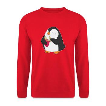 Penguin French fries - Unisex Sweatshirt - red - Front - Alina (178cm) & Michal (187cm)