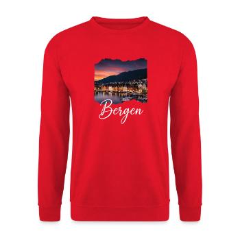 Soirée du port de Bergen - Sweat-shirt Unisexe - rouge - Devant - Alina (178cm) & Michal (187cm)
