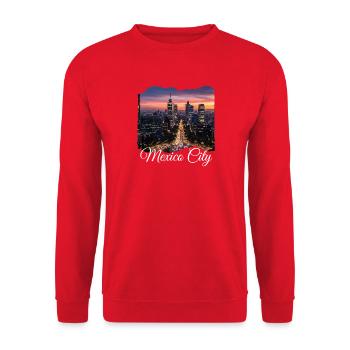 Mexico City Night Skyline - Unisex Sweatshirt - red - Front - Alina (178cm) & Michal (187cm)