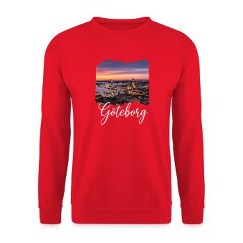 Göteborg Skyline Sonnenuntergang - Unisex Pullover - Rot - Vorne - Alina (178cm) & Michal (187cm)