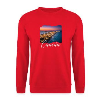 Cancún Sonnenuntergang Küstenlinie - Unisex Pullover - Rot - Vorne - Alina (178cm) & Michal (187cm)