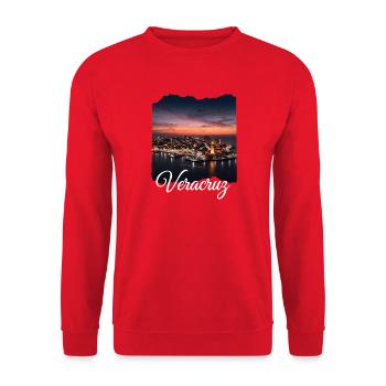Veracruz Sonnenuntergang Hafenpanorama - Unisex Pullover - Rot - Vorne - Alina (178cm) & Michal (187cm)