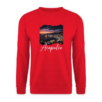 Acapulco Nachtpanorama Küstenstadt - Unisex Pullover - Rot - Vorne - Alina (178cm) & Michal (187cm)