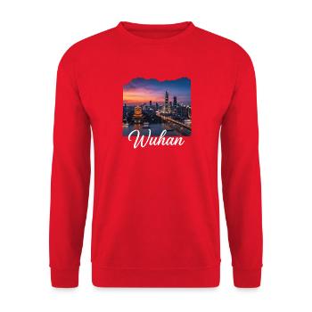 Silhouette lumineuse du soir de Wuhan - Sweat-shirt Unisexe - rouge - Devant - Alina (178cm) & Michal (187cm)