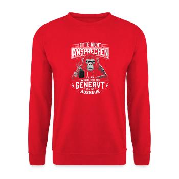 Bitte Nicht ansprechen Bin so genervt  - Unisex Pullover - Rot - Vorne - Alina (178cm) & Michal (187cm)