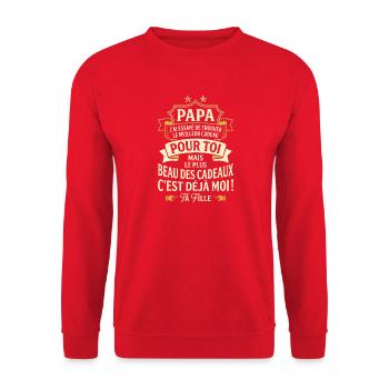 Cadeau Humour Papa De Fille - Sweat-shirt Unisexe - rouge - Devant - Alina (178cm) & Michal (187cm)
