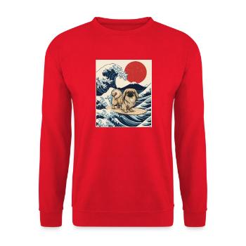 Grande vague pékinoise - Chien de Péke Maman Papa Chien de compagnie - Sweat-shirt Unisexe - rouge - Devant - Alina (178cm) & Michal (187cm)