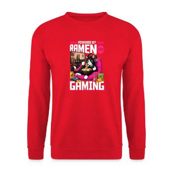 Gamer Gaming Cat Ramen Video Game - Unisex Pullover - Rot - Vorne - Alina (178cm) & Michal (187cm)