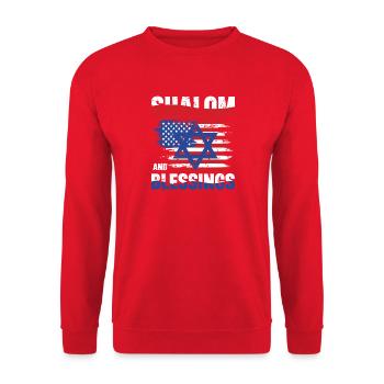 Shalom et Bénir la Liberté Israël Drapeau des États-Unis - Sweat-shirt Unisexe - rouge - Devant - Alina (178cm) & Michal (187cm)
