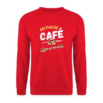En Pause Café  - Sweat-shirt Unisexe - rouge - Devant - Alina (178cm) & Michal (187cm)