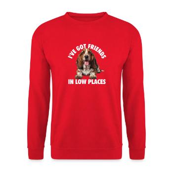 Friends In Low Places - Basset Hound Dog Dad - Unisex Sweatshirt - red - Front - Alina (178cm) & Michal (187cm)