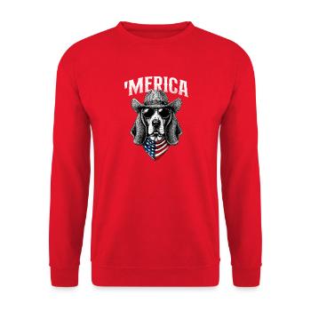 Merica Basset Hound - Patriotic Dog Mom Dad - Unisex Sweatshirt - red - Front - Alina (178cm) & Michal (187cm)