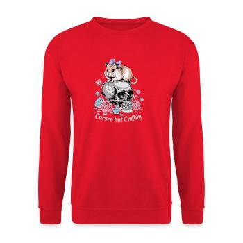 Curse But Cuddly Hamster On Skull - Unisex Sweatshirt - red - Front - Alina (178cm) & Michal (187cm)
