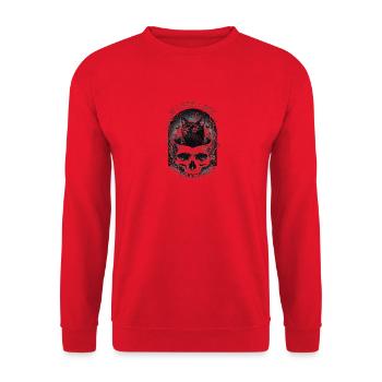 Gothic Skull Cat with Moon - Unisex Sweatshirt - red - Front - Alina (178cm) & Michal (187cm)