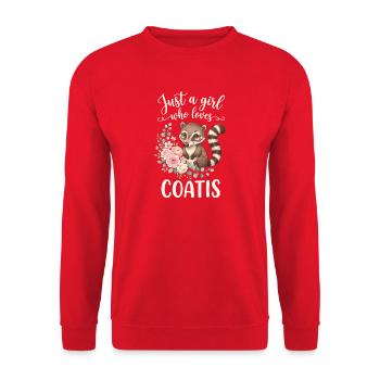 Just a girl who loves coatis - Unisex Sweatshirt - red - Front - Alina (178cm) & Michal (187cm)