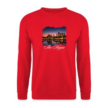 The Hague Evening Light Skyline - Unisex Sweatshirt - red - Front - Alina (178cm) & Michal (187cm)