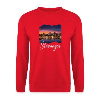 Stavanger Evening atmosphere at the fjord - Unisex Sweatshirt - red - Front - Alina (178cm) & Michal (187cm)