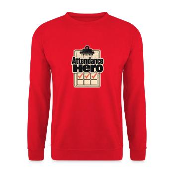 Homeroom Teacher Gift Attendance Hero First Day of - Unisex Sweatshirt - red - Front - Alina (178cm) & Michal (187cm)