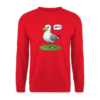 Watt Seagull Seabird Coast Beach Humor Saying - Unisex Sweatshirt - red - Front - Alina (178cm) & Michal (187cm)