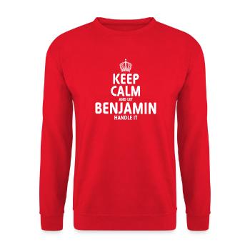 BENJAMIN: Regel das. - Unisex Pullover - Rot - Vorne - Alina (178cm) & Michal (187cm)
