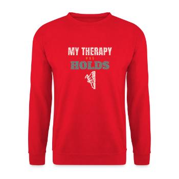 My Therapy Has Holds - Unisex Sweatshirt - red - Front - Alina (178cm) & Michal (187cm)