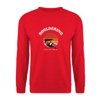Bouldering Retro Sunset - Unisex Pullover - Rot - Vorne - Alina (178cm) & Michal (187cm)