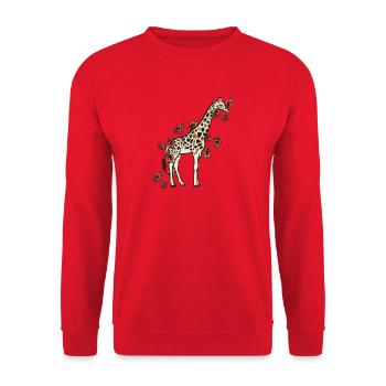 Girafe en fleurs avec des roses - Sweat-shirt Unisexe - rouge - Devant - Alina (178cm) & Michal (187cm)