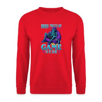 Skeleton Gamer Gaming Halloween - Unisex Pullover - Rot - Vorne - Alina (178cm) & Michal (187cm)