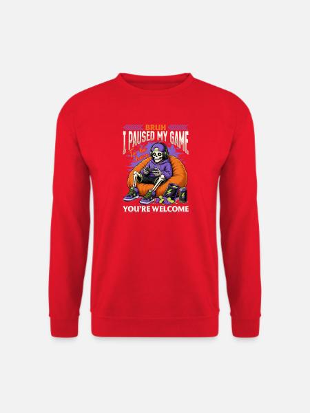 Skeleton Gamer Gaming Halloween - Unisex Pullover - Rot