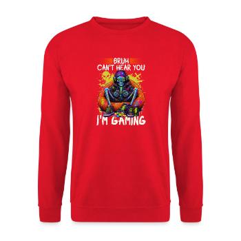 Skeleton Gamer Gaming Halloween - Unisex Pullover - Rot - Vorne - Alina (178cm) & Michal (187cm)