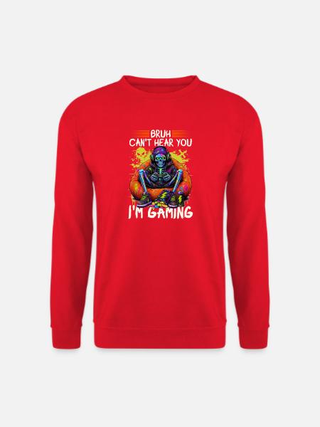 Skeleton Gamer Gaming Halloween - Unisex Pullover - Rot
