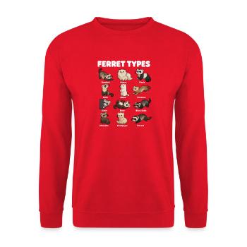 Frettchen-typen, Niedliche verschiedene Frettchen - Unisex Pullover - Rot - Vorne - Alina (178cm) & Michal (187cm)