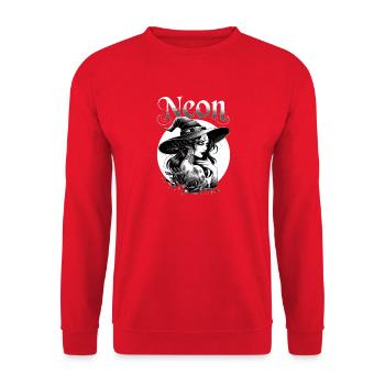 Sorcière néon, Roses noires, Lune, sorcellerie gothique. - Sweat-shirt Unisexe - rouge - Devant - Alina (178cm) & Michal (187cm)