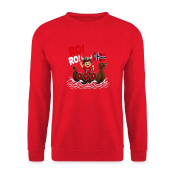 Norwegischer Wikinger Drachenboot - Unisex Pullover - Rot - Vorne - Alina (178cm) & Michal (187cm)
