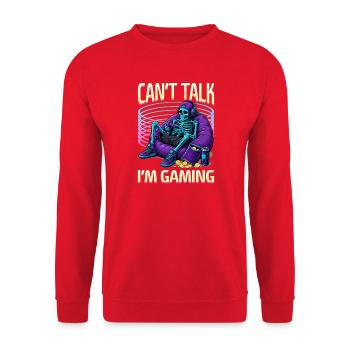 Skeleton Gamer Gaming Halloween - Unisex Pullover - Rot - Vorne - Alina (178cm) & Michal (187cm)