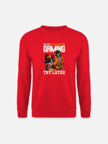 Skeleton Gamer Gaming Halloween - Unisex Pullover - Rot