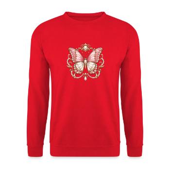 Rosé butterfly with pearl frame - Unisex Sweatshirt - red - Front - Alina (178cm) & Michal (187cm)