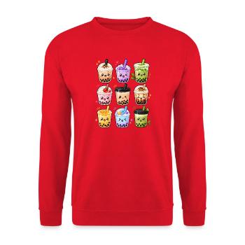 Kawaii Bubble Tea | Boba & Milk Tea - Unisex Sweatshirt - red - Front - Alina (178cm) & Michal (187cm)