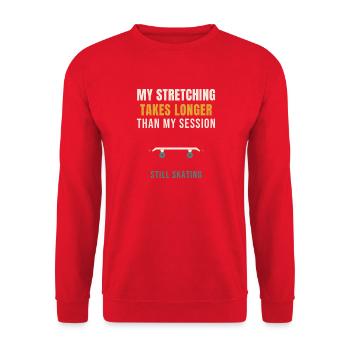 Skateboard : mes étirements prennent plus de temps que mon SEST - Sweat-shirt Unisexe - rouge - Devant - Alina (178cm) & Michal (187cm)