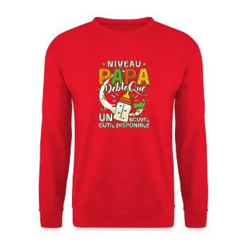 Niveau Papa Débloqué Futur Père - Sweat-shirt Unisexe - rouge - Devant - Alina (178cm) & Michal (187cm)