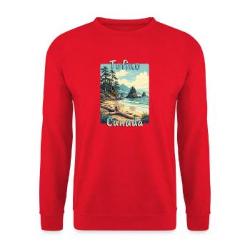 Tofino Kanada Vintage Reise Design - Unisex Pullover - Rot - Vorne - Alina (178cm) & Michal (187cm)