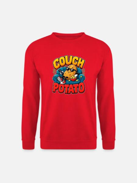 Kuschelige Couch Potato Illustration - Unisex Pullover - Rot