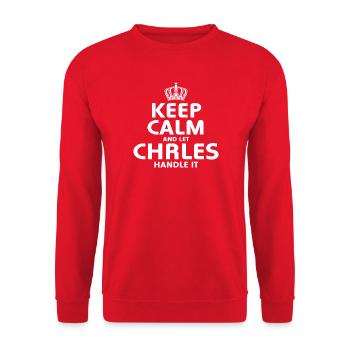 CHARLES: Regel das. - Unisex Pullover - Rot - Vorne - Alina (178cm) & Michal (187cm)
