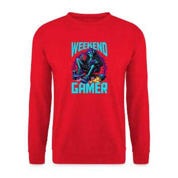 Skeleton Gamer Gaming Halloween - Unisex Pullover - Rot - Vorne - Alina (178cm) & Michal (187cm)