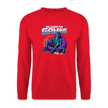 Skeleton Gamer Gaming Halloween - Unisex Pullover - Rot - Vorne - Alina (178cm) & Michal (187cm)