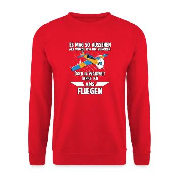 Hobbypiloten Geschenk Piloten - Unisex Pullover - Rot - Vorne - Alina (178cm) & Michal (187cm)